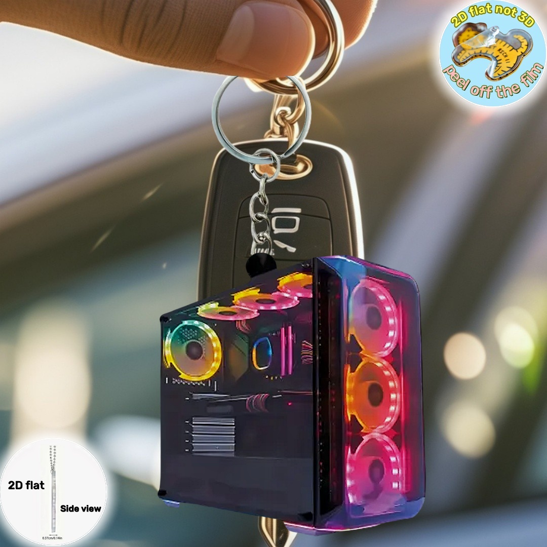 Tech Keychain Accessories - RGB Computer Host Pendant Keychain Tech