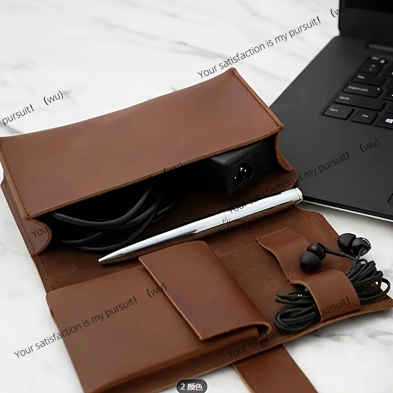 1pc PU Leather Multi-Compartme - Tech Accessories Travel Case review and price
