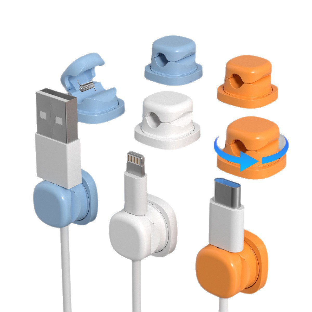 6Pcs Multi Color Rotatable Cab - Desk Cable Clip review and price